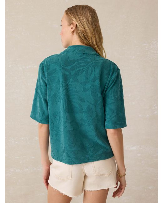 Faherty Brand Blue Cabana Towel Terry Camp Shirt