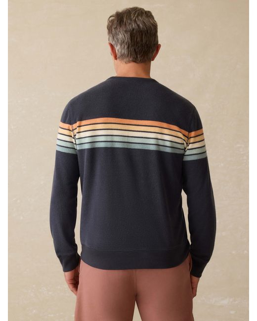 Faherty Brand Blue Cabana Towel Terry Crewneck T-Shirt for men