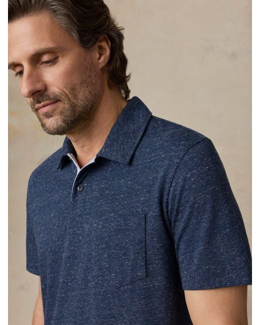 Faherty Brand Blue Short-Sleeve Breeze Polo Shirt for men