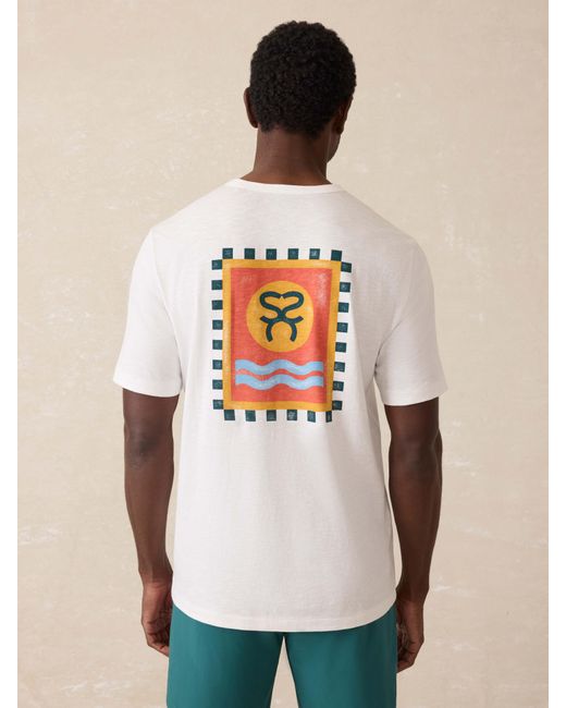 Faherty Brand Natural Surf Ghana Short-Sleeve Flag Graphic T-Shirt for men