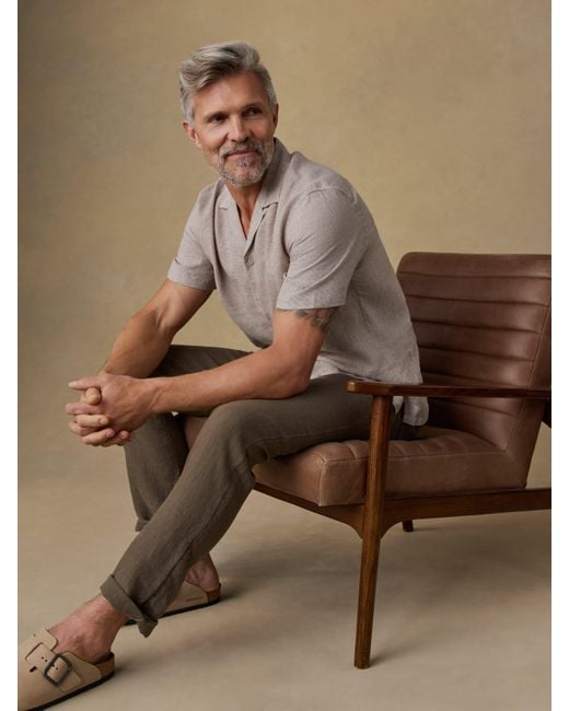 Faherty Brand Brown Linen Drawstring Pants for men