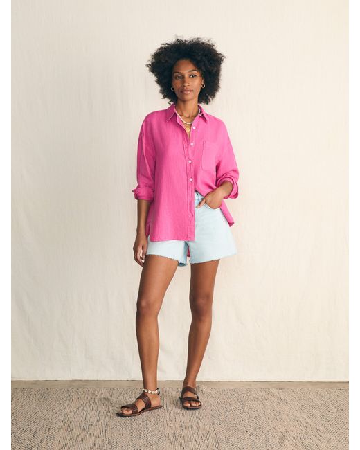 Faherty Brand Pink Laguna Linen Relaxed Shirt