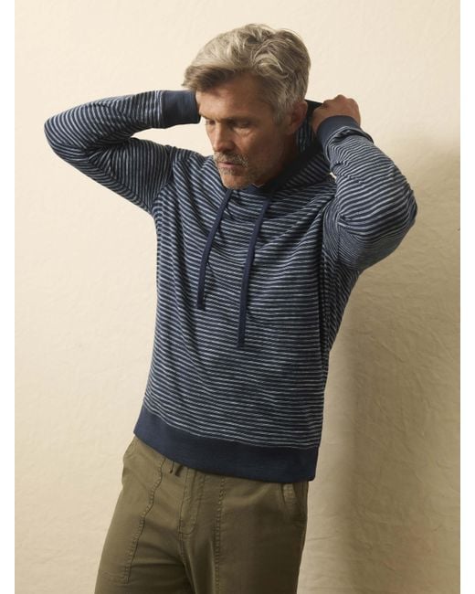 Faherty Brand Blue Sunwashed Organic Hoodie for men