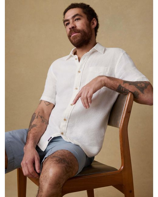Faherty Brand White Short-Sleeve Palma Linen Shirt for men