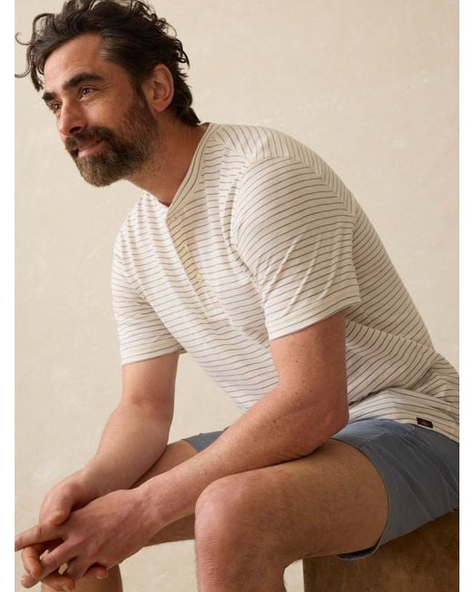 Faherty Brand Natural Short-Sleeve Sunwashed Henley T-Shirt for men