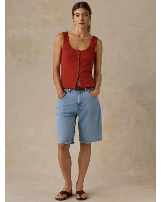 Faherty Brand Red Paradise Pointelle Cami Cardigan