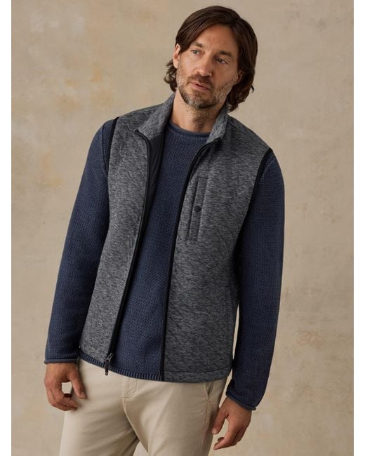 Faherty Brand Blue Epic Quilted Fleece Vest for men