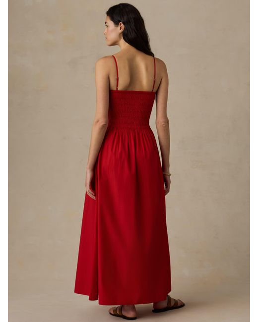 Faherty Brand Red Coastal Poplin Lucia Dress