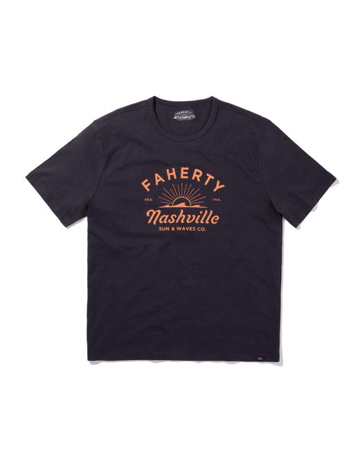 Faherty Brand Blue Nashville Short-sleeve Crew T-shirt for men