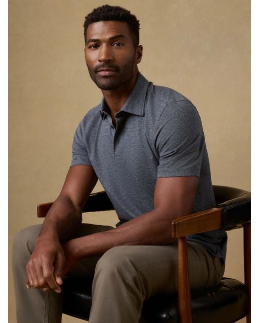 Faherty Brand Blue Short-Sleeve Movement&Trade; Pique Polo Shirt for men