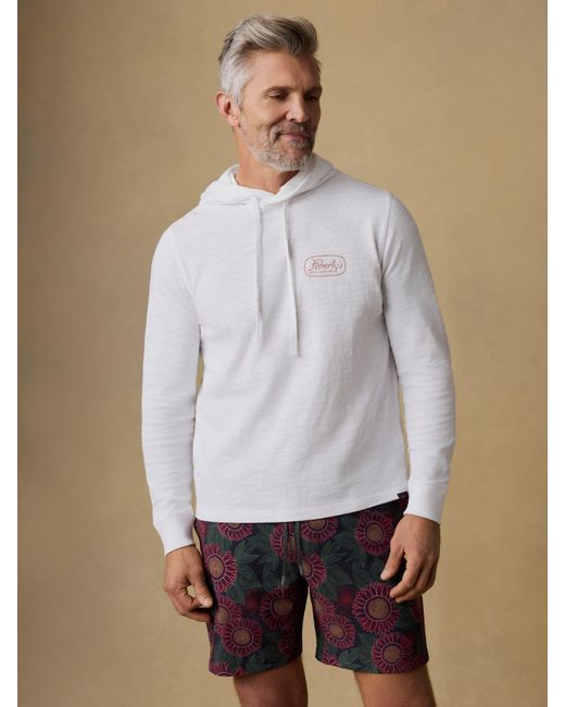 Faherty Brand White Surf Shop Sunwashed Organic Hoodie for men