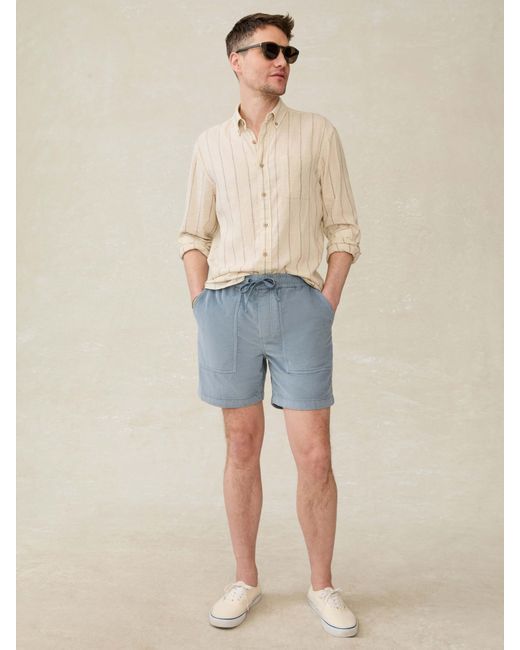 Faherty Brand Blue Corduroy Drawstring Utility Short for men