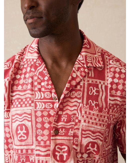 Faherty Brand Pink Surf Ghana Short-Sleeve Breeze Camp Shirt for men
