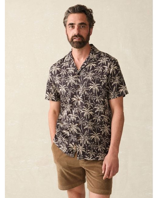 Faherty Brand Brown Short-Sleeve Hemp Blend Camp Shirt for men