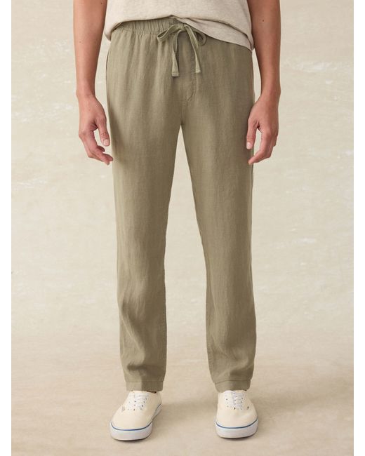 Faherty Brand White Linen Drawstring Pants for men