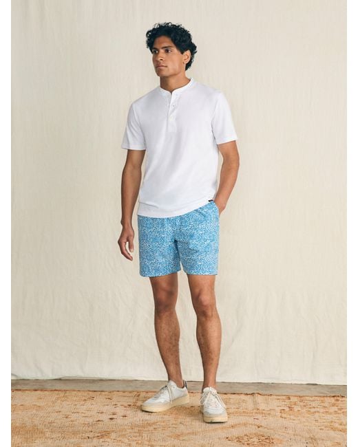 Faherty Brand White Short-sleeve Sunwashed Henley T-shirt for men
