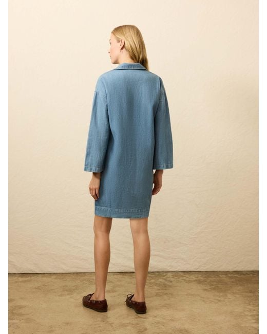 Faherty Brand Blue Linen Denim Sail Away Dress