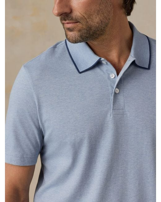 Faherty Brand Blue Short-Sleeve Movement&Trade; Pique Polo Shirt for men