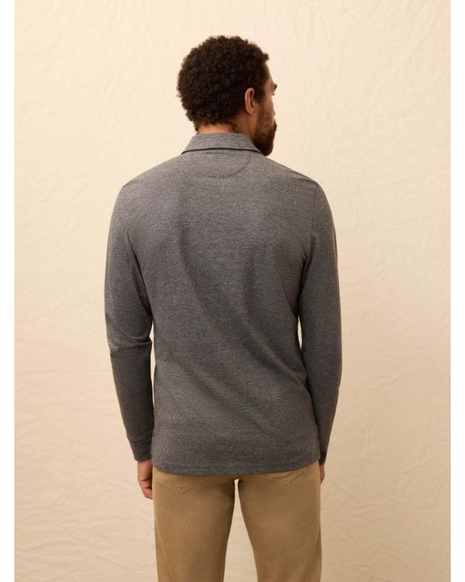 Faherty Brand Gray Long-Sleeve Pique Polo Shirt for men