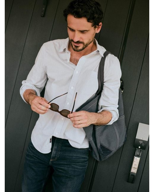 Faherty Brand Blue Laundered Oxford Shirt for men