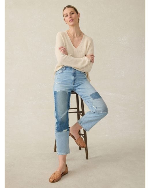 Faherty Brand Blue 90S Crop Patchwork Jean