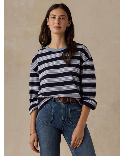 Faherty Brand Blue Sunwashed Long-Sleeve Retro T-Shirt