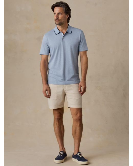 Faherty Brand Blue Short-Sleeve Movement&Trade; Pique Polo Shirt for men