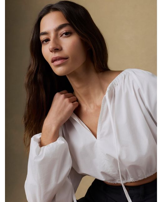 Faherty Brand White Coastal Poplin Nera Top