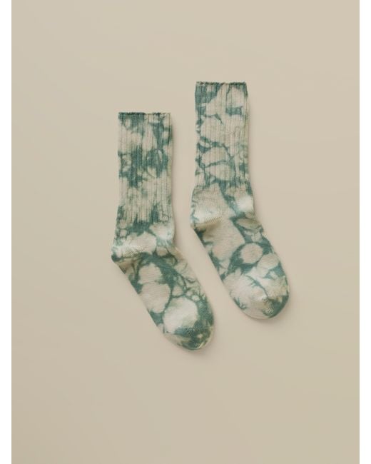 Faherty Brand Green Sunwashed Tie Dye Sock