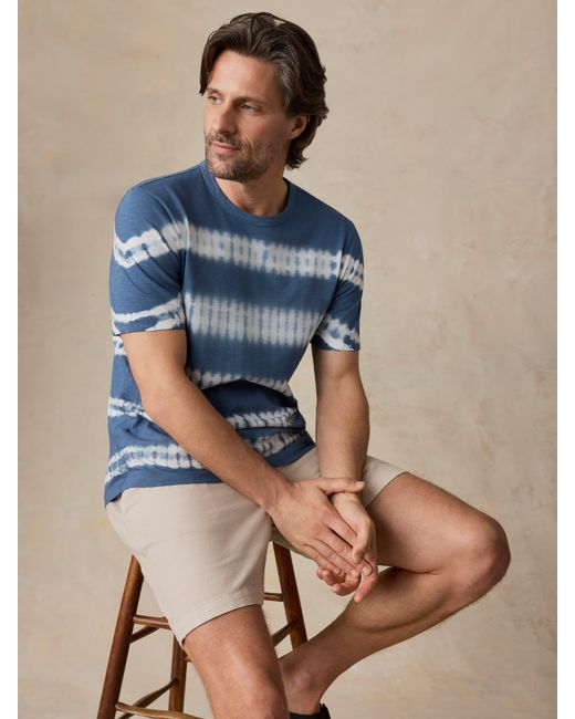 Faherty Brand Blue Sunwashed Regenerative T-Shirt for men