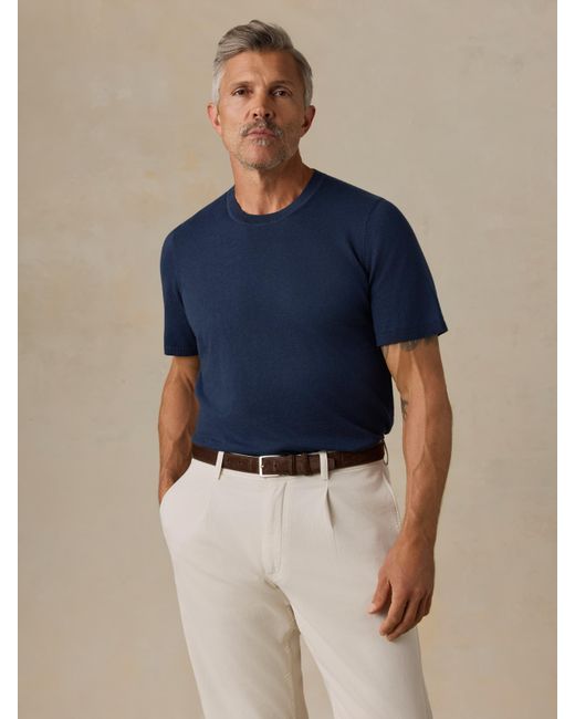Faherty Brand Blue Short-Sleeve Sweater Tee for men