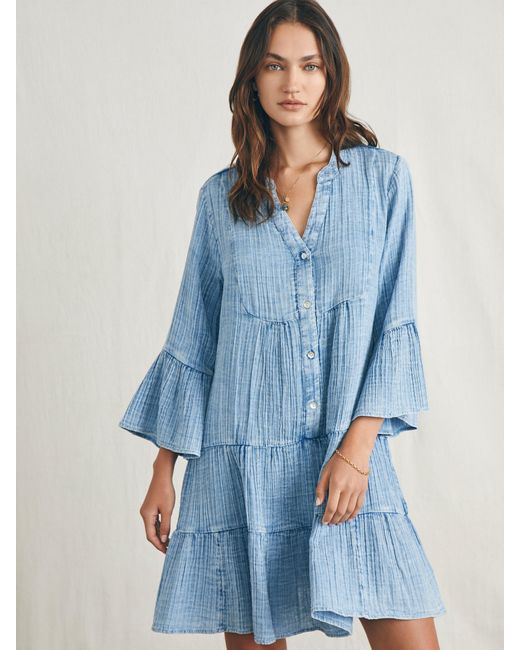 Faherty Dream Cotton Gauze Kasey Dress in Blue Lyst