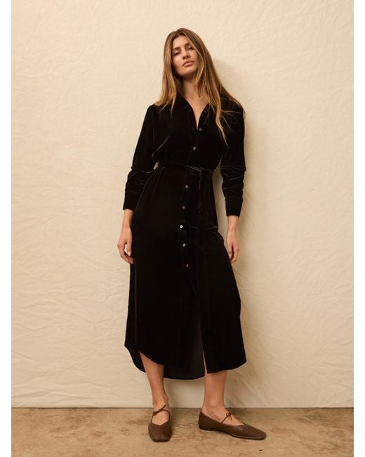 Faherty Brand Natural Stretch Silk Velvet Riley Midi Dress