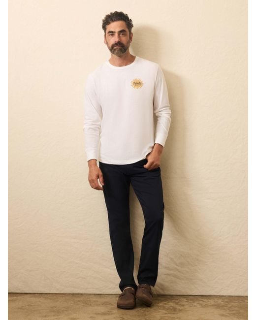 Faherty Brand Natural Longs-Sleeve Sunwashed Graphic T-Shirt for men