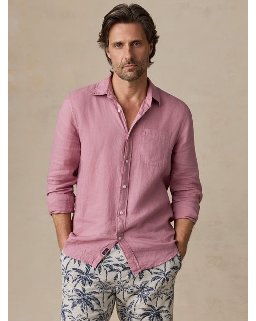Faherty Brand Pink Sunwashed Linen Shirt for men