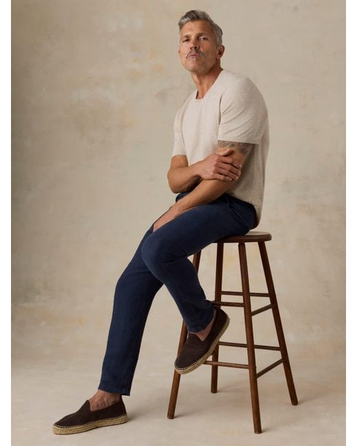 Faherty Brand Blue Linen Drawstring Pants for men