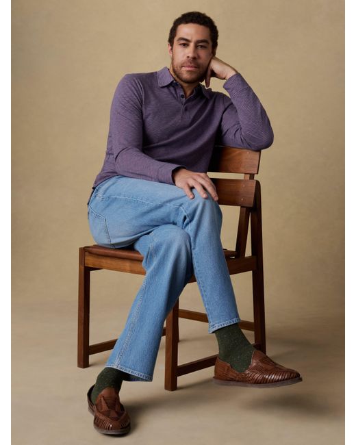 Faherty Brand Blue Long-Sleeve Sunwashed T-Shirt Polo for men