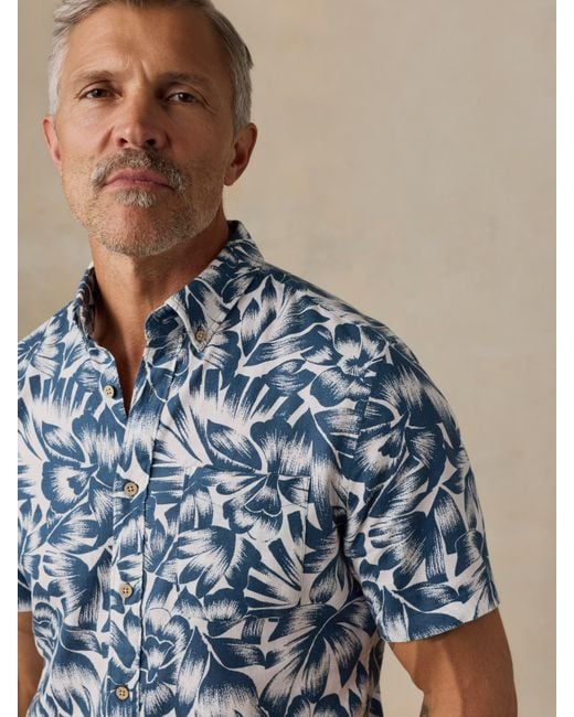 Faherty Brand Blue Short-Sleeve Breeze Shirt for men