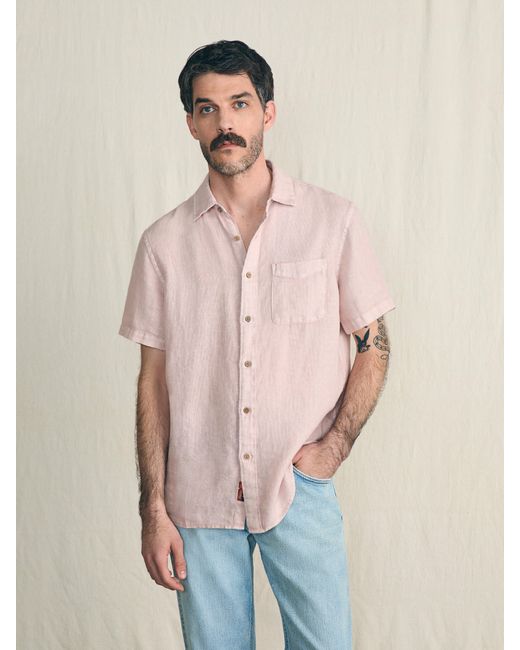 Faherty Brand Natural Short-sleeve Palma Linen Shirt for men