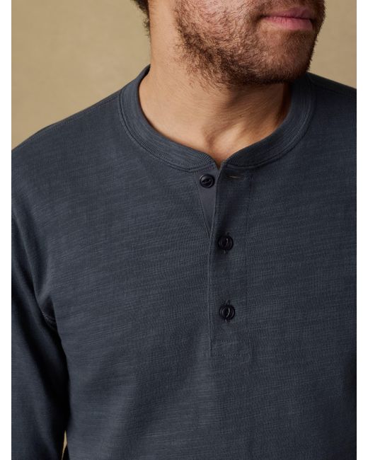 Faherty Brand Blue Sunwashed Organic Henley T-Shirt for men