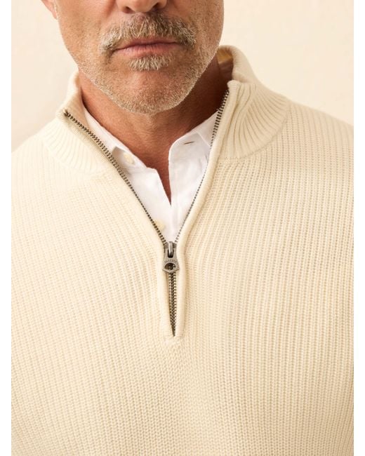 Faherty Brand Natural Sunwashed Quarter Zip Sweater for men