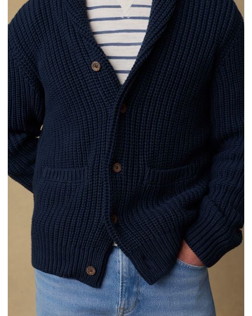 Faherty Brand Blue Pima Cotton Cardigan for men