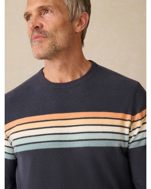 Faherty Brand Blue Cabana Towel Terry Crewneck T-Shirt for men