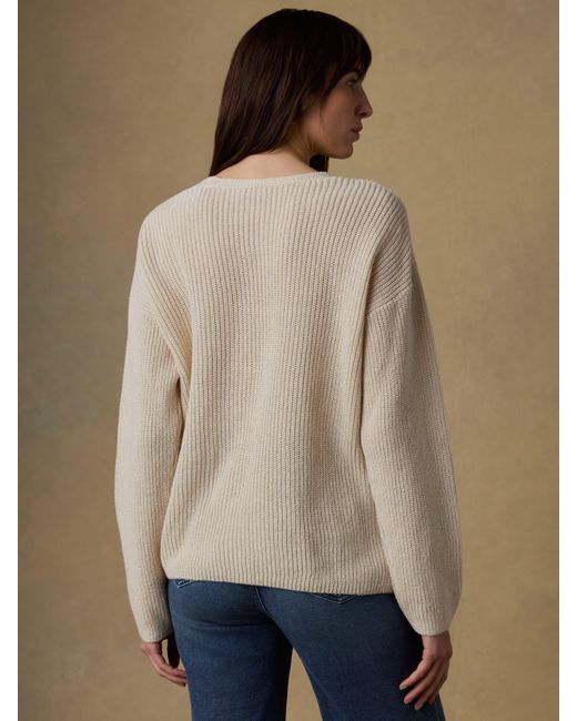 Faherty Brand Blue Miramar Linen Deep V-Neck Sweater