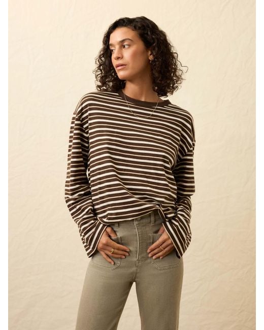Faherty Brand Natural Sunwashed Long-Sleeve Retro T-Shirt