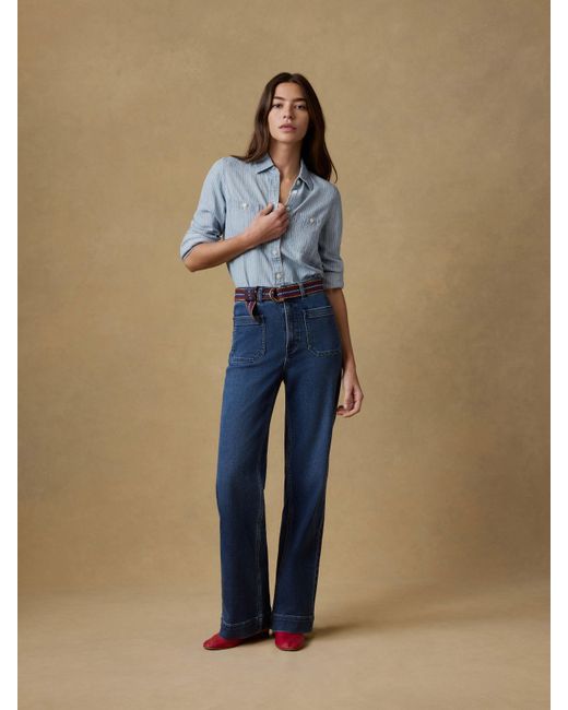 Faherty Brand Blue Stretch Terry Patch Pocket Pants