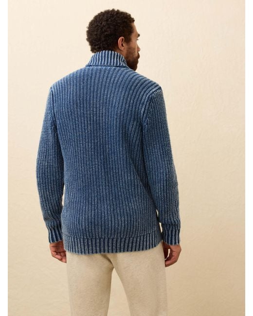 Faherty Brand Blue Chunky Cardigan for men