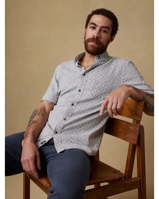 Faherty Brand Gray Short-Sleeve Breeze Shirt for men
