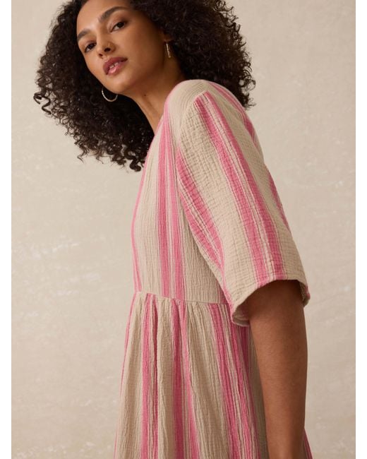 Faherty Brand Pink Dune Cotton Gauze Wesley Dress