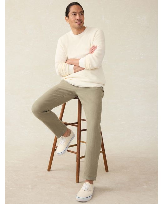 Faherty Brand White Linen Drawstring Pants for men